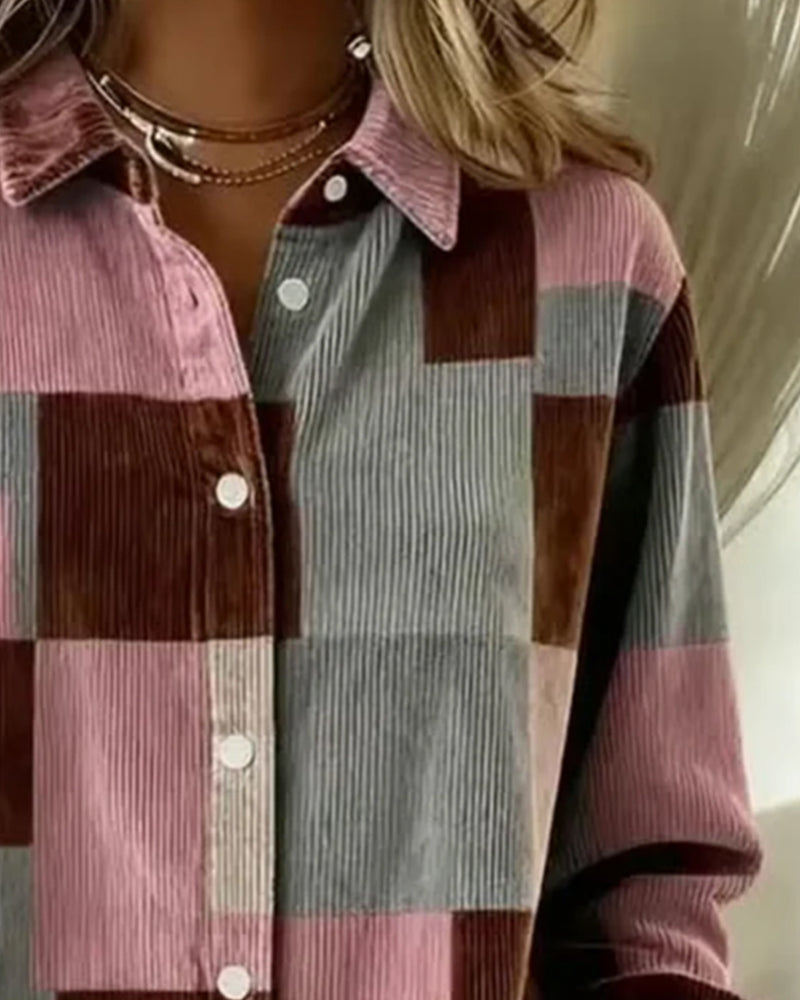 Modisches Cordhemd Mit Reverskragen