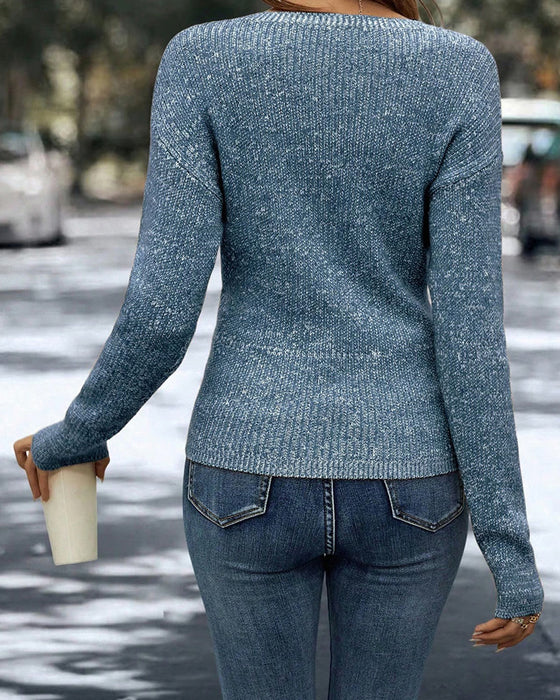 Pullover eleganter V-Ausschnitt gerafft