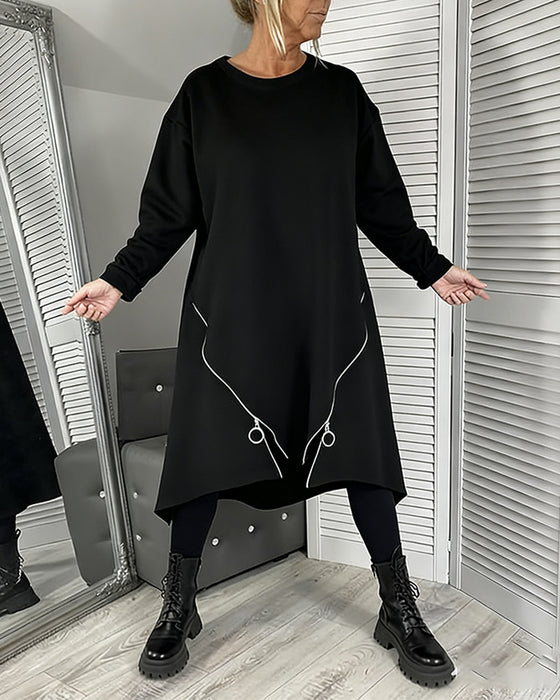 Lockeres Oversize-Kleid Mit Reißverschluss