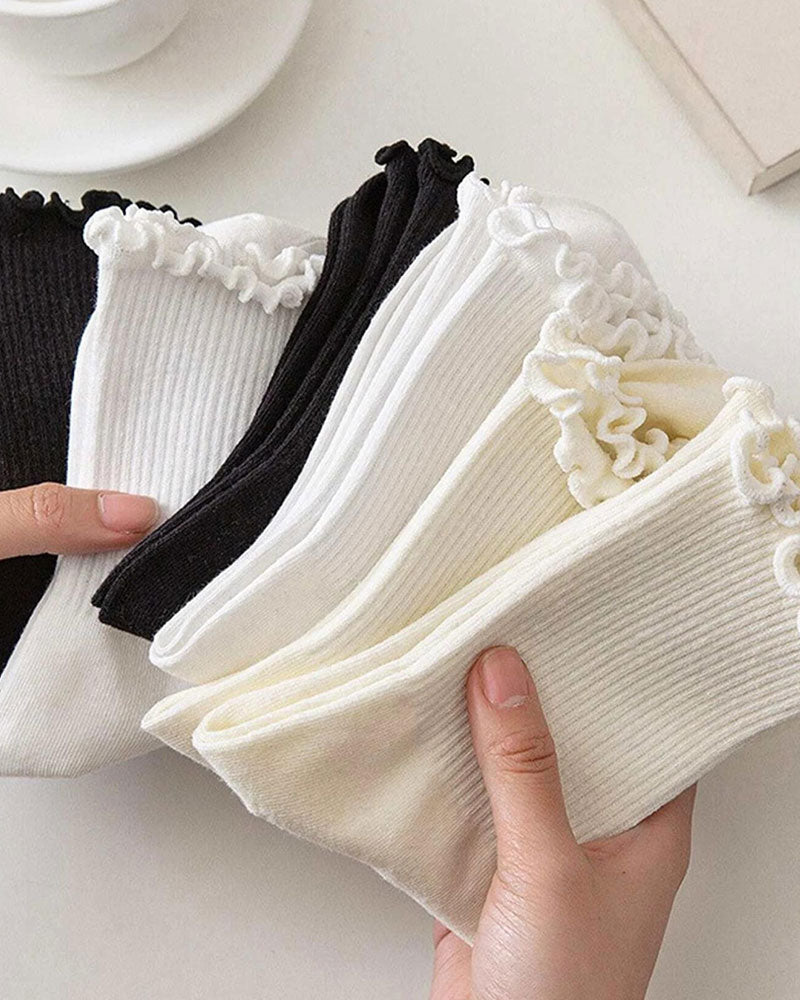 Socken Damen Rüsche Kante (6 Paare)
