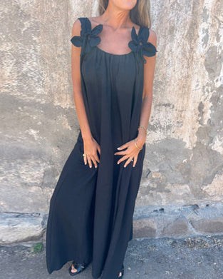 Kleid Ärmellos Einfarbig Modisch Lang