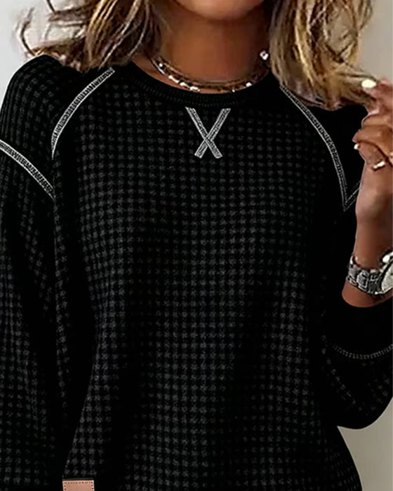 Sweatshirt Rundhals Kontrastfarbe
