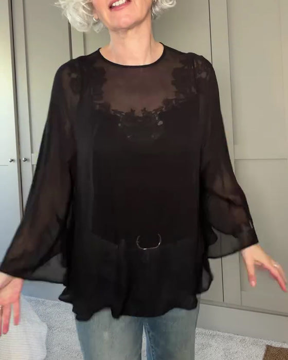 Set Sheer Cover-Up Mesh Camisole