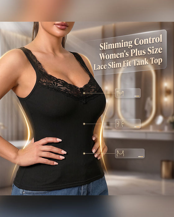 Tank Top Unifarbe V-Ausschnitt Spitze