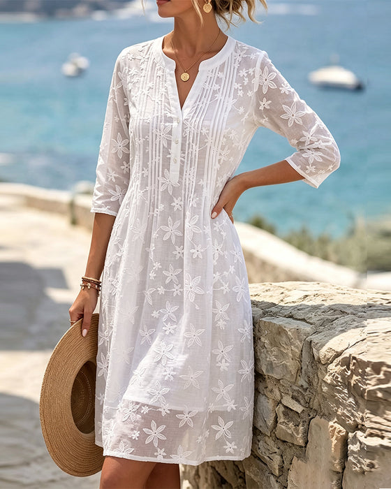 Kleid V-Ausschnitt Einfarbig