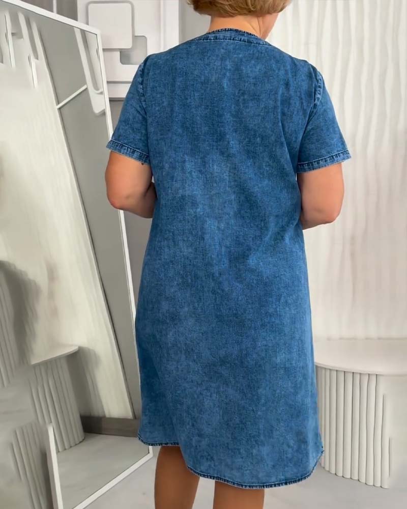Kleid Metall Schnalle Dekor