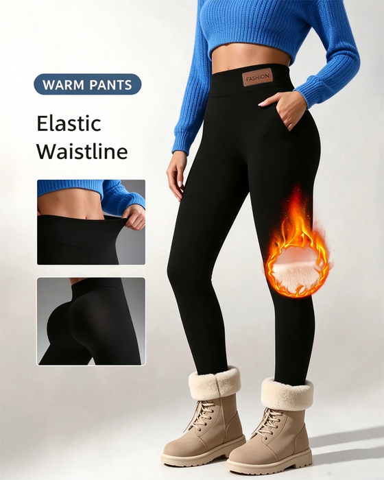 Leggings Fleece-Gefüttert Uni Tasche