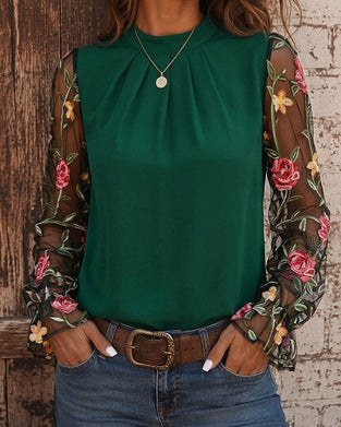 Bluse Mode Blumig Mandarin Kragen