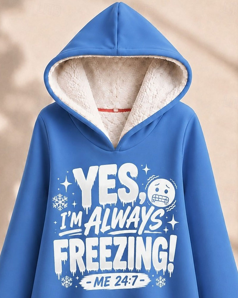 Hoodie Fleece-Gefüttert Buchstabendruck Langform