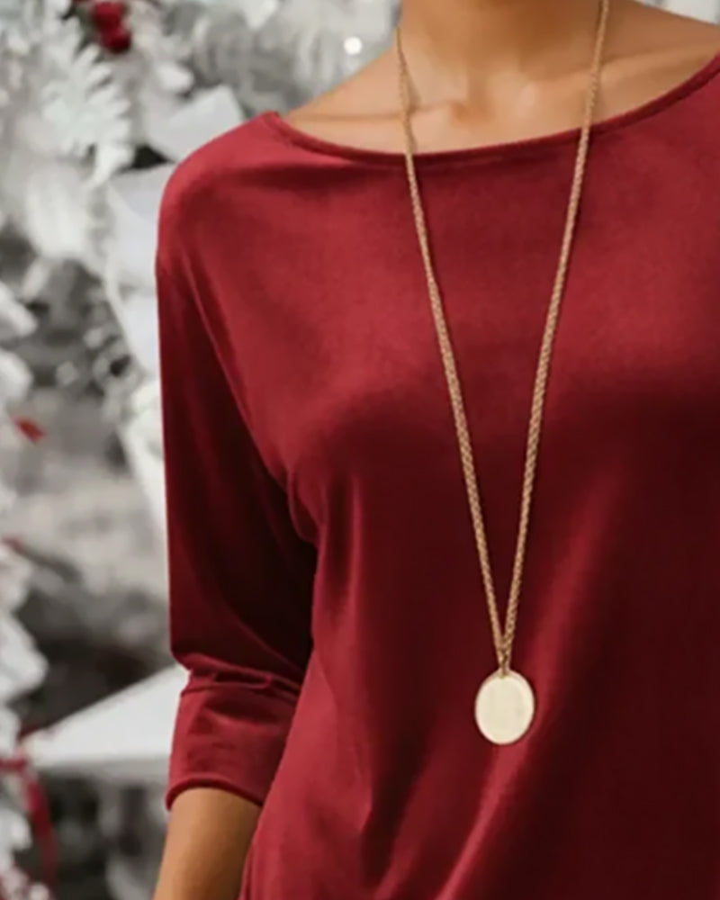 Modisches weites Kleid mit Rundhalsausschnitt