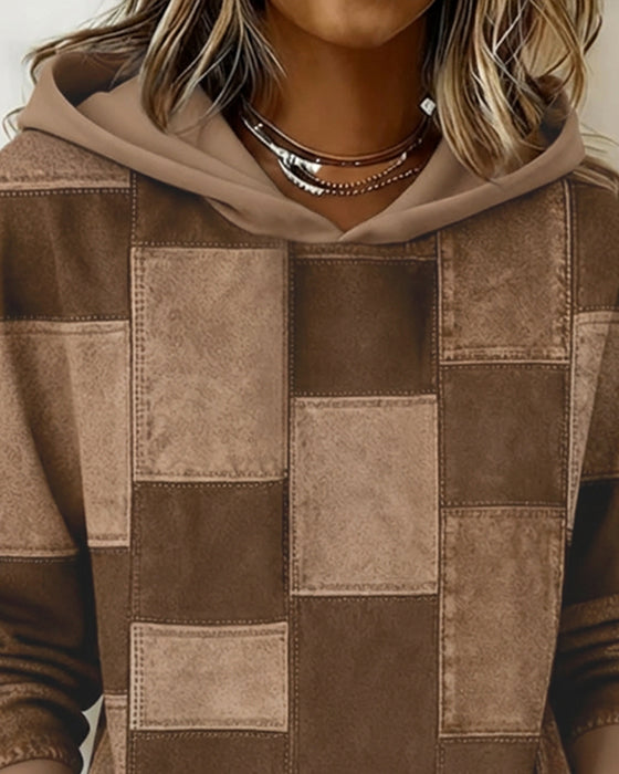 stylischer karierter Hoodie mit langen Ärmeln