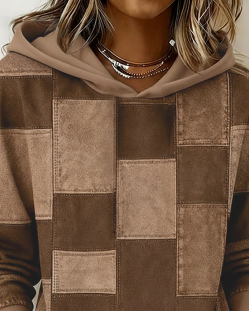 stylischer karierter Hoodie mit langen Ärmeln