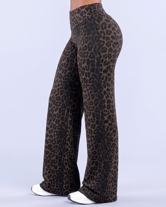 Hose Damen Leopardenmuster Weites Bein Athletic