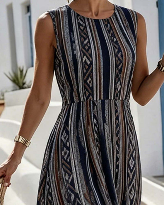 Kleid Rundausschnitt Ärmellos Midi