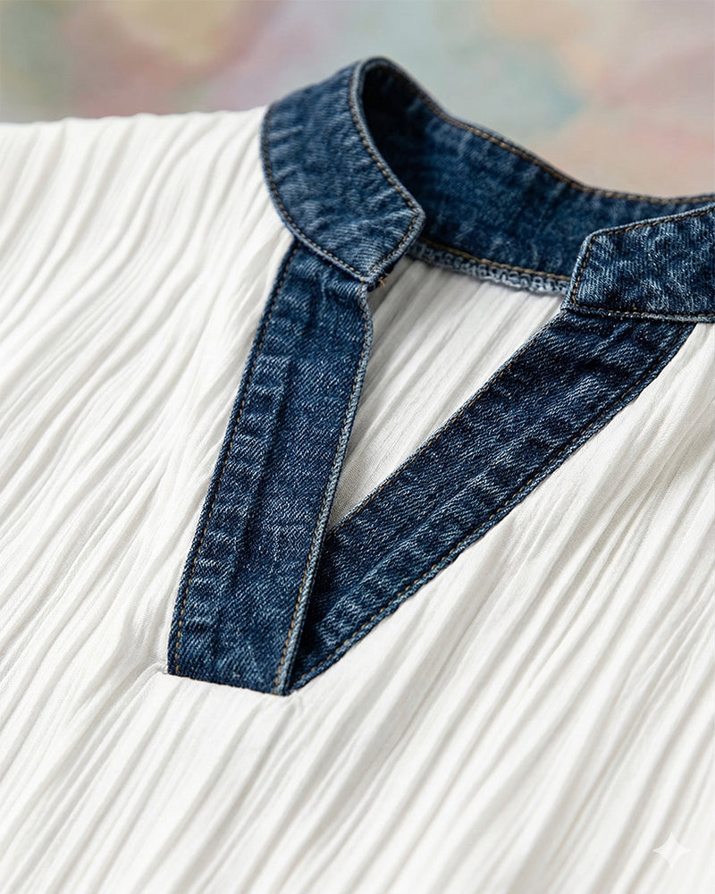 T-shirt Gerippte Jeans Gefügt