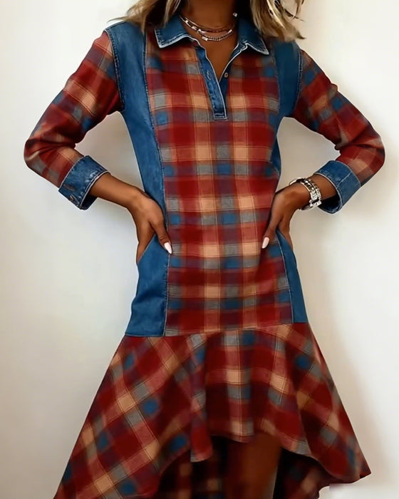 Kleid kariert Revers Mode