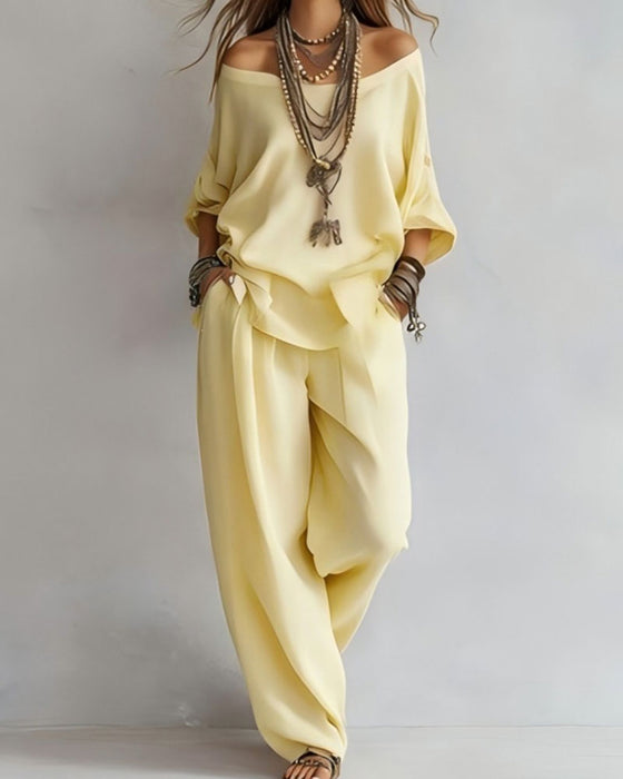 Set Off-Shoulder Weite Hose Zweiteilig