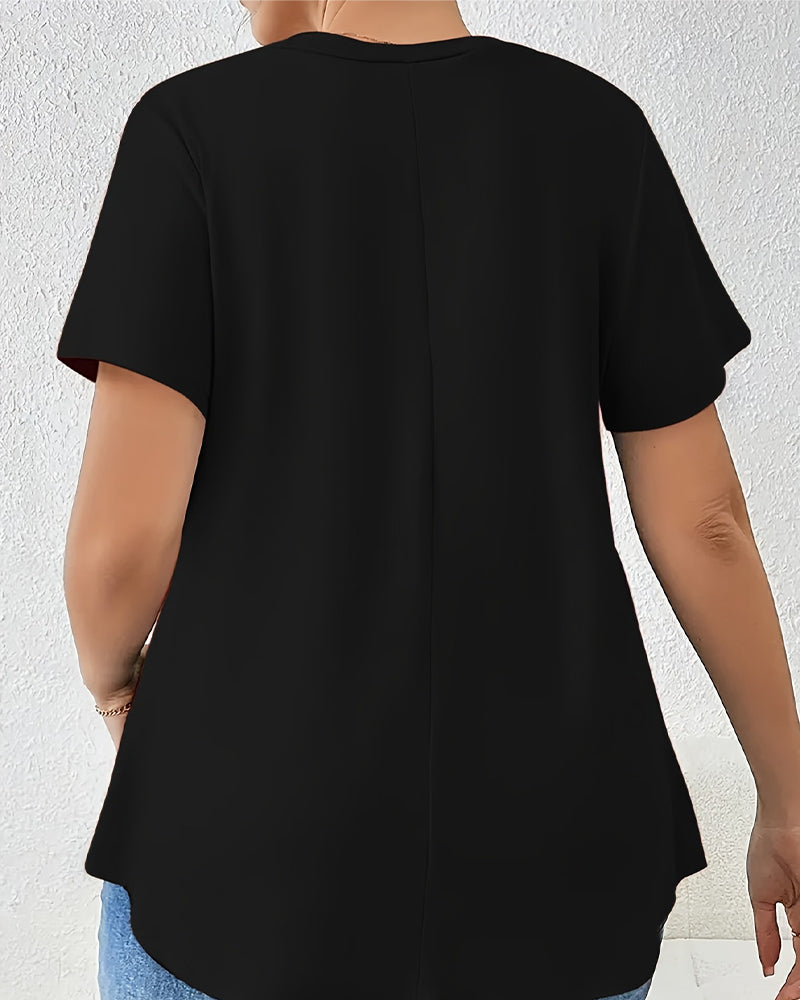 T-Shirt Einfarbig Kurzarm Überkreuzträger