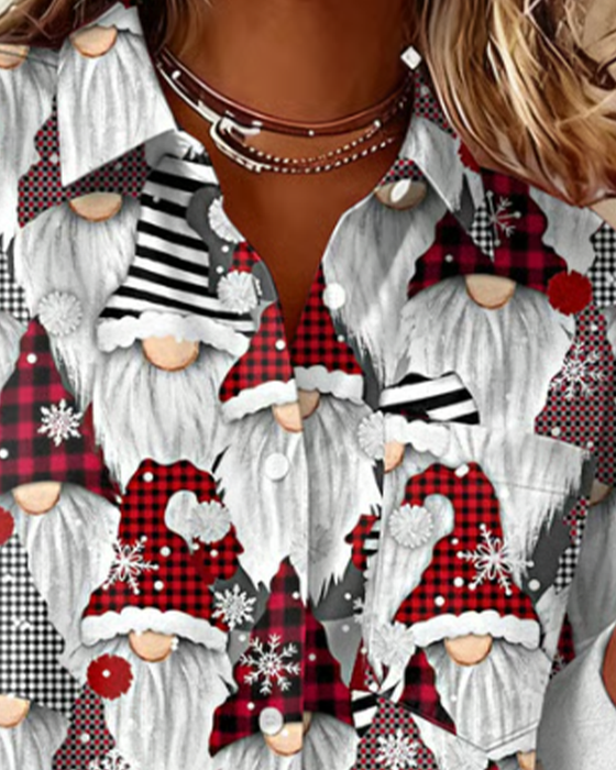 Hemd mit Tannenbaumprint und Reverskragen