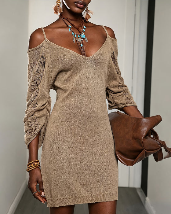Sweaterkleid Camisole Off-Shoulder Gestrickt