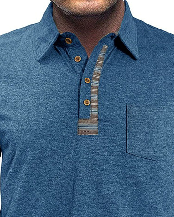 Bluse Herren Knopf Revers Polo