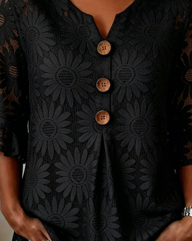 Rüschenbluse Mit Margeritenprint Und Rüschenärmeln