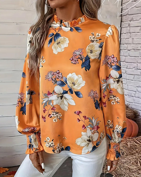 Bluse mit Ballonärmeln und Blumenmuster