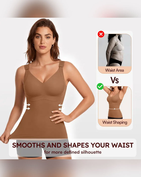 Top Damen 3-In-1 Leicht Eng Anliegend Weich Thermisch Shapewear Integrierter Bh