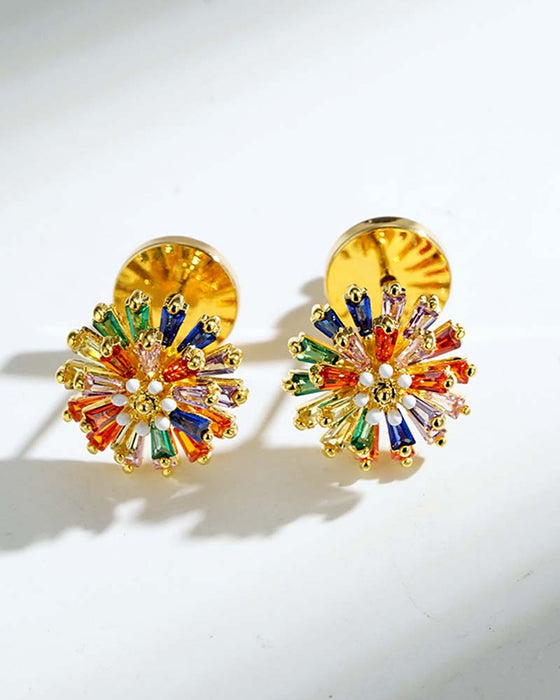 Bunte Feuerwerk Ohrstecker 💎 Zirkonia Design & Minimalistisch Elegant