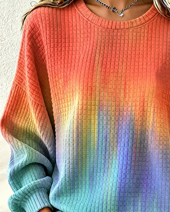 Sweatshirt Farbverlauf Tie-Dye Lässig Rundhals