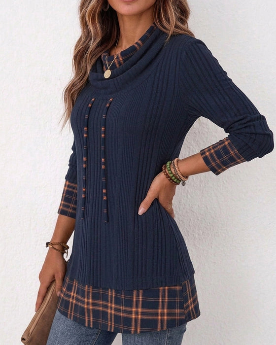 Top Cowl‑Ausschnitt Langarm
