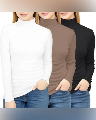 Top Einfarbig Halb Turtleneck Unterzieh