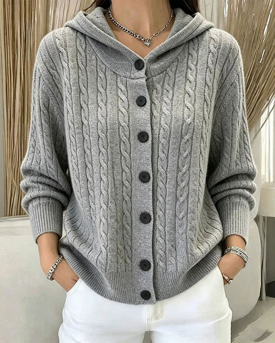 Cardigan Mit Kapuze Offen Vorne Gestrickt