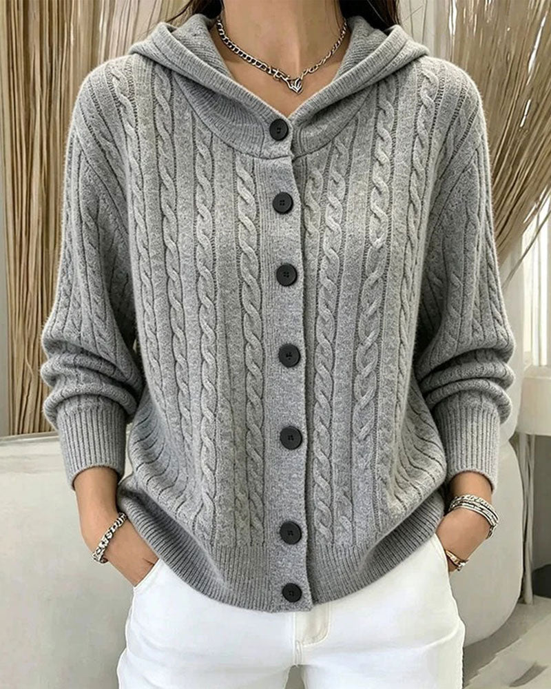 Cardigan Mit Kapuze Offen Vorne Gestrickt