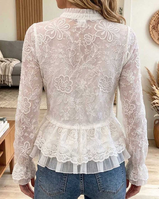 Bluse Rüsche Slim Fit Fächerförmig