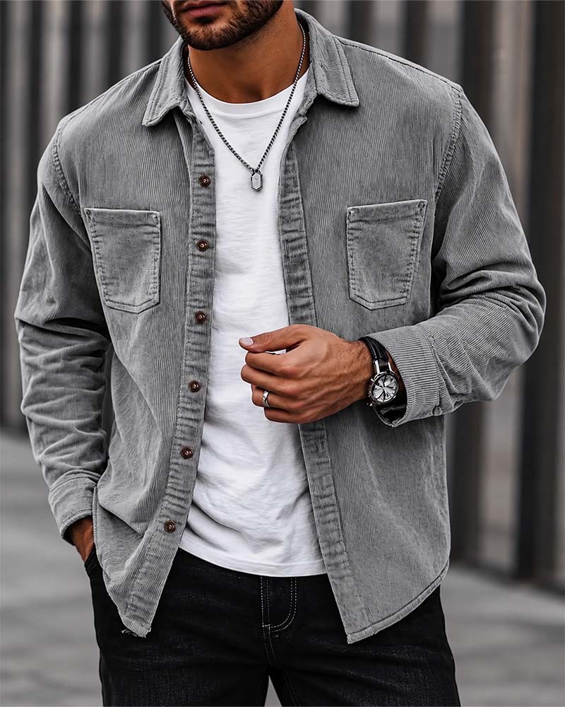 👔 Herren Lässige Cordhemdjacke – Klassische Textur Trifft Alltagskomfort