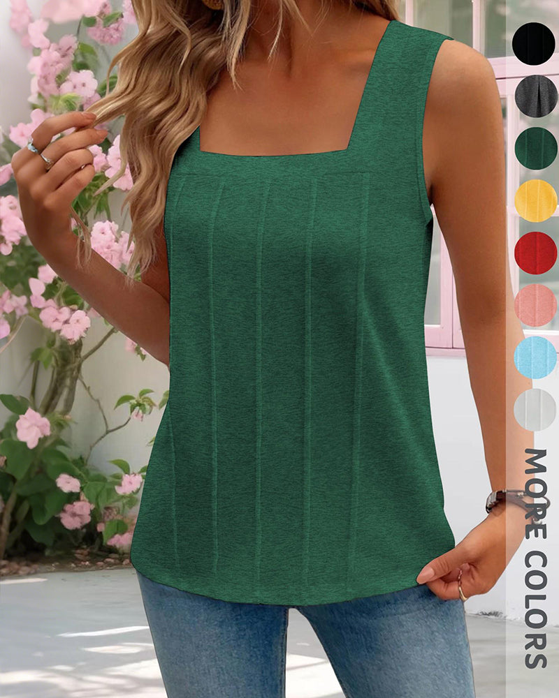 Tanktop Quadratischer Ausschnitt Vertikaler Streifen Einfarbig