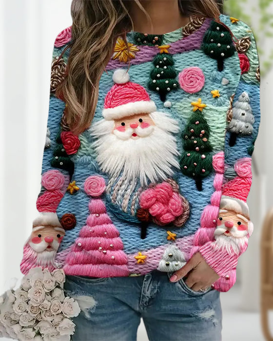 Hoodie Mit Weihnachtsbaum Und Weihnachtsmann-Drucken