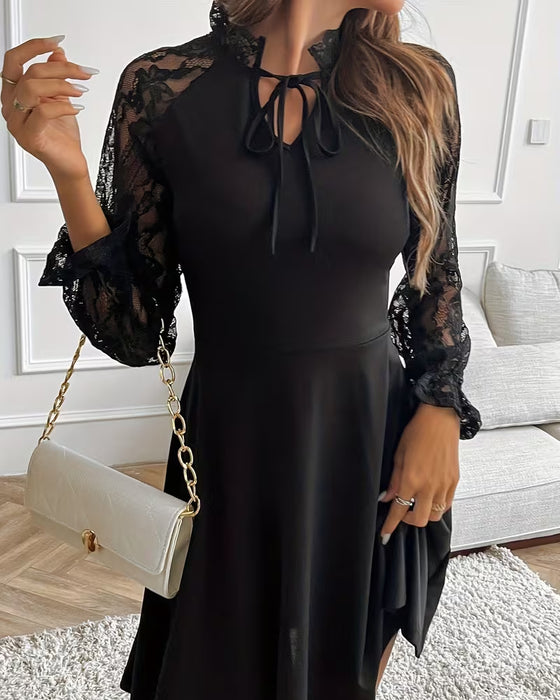 Kleid Spitze Patchwork Elegant Slim