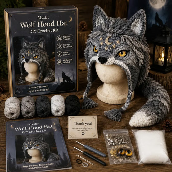 🐉✨ DIY‑Häkelset: Fantasy Kapuzenhut 🧶🎭✨