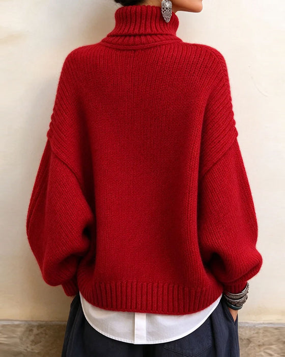 Pullover Vintage Knoten Knopf Turtleneck Mode