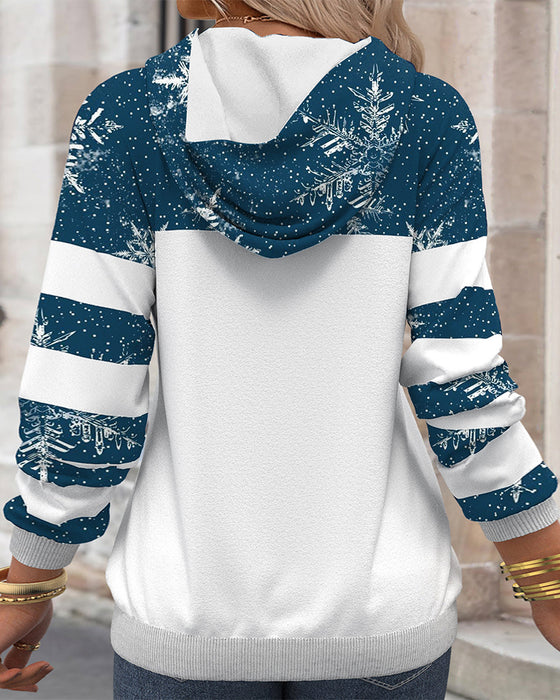 Hoodie casual Schneeflocken-Print