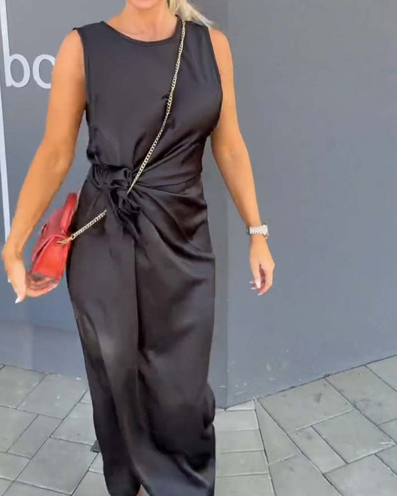 Kleid Ärmellos Figurbetonte Taille Uni