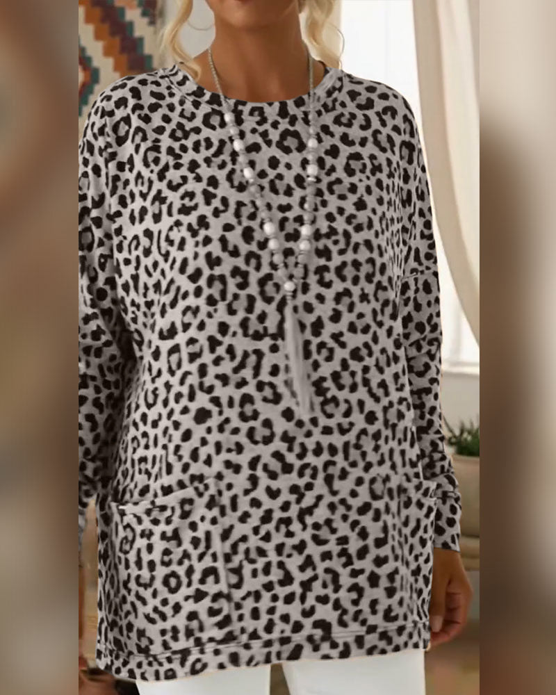 Top mit Leopardenprint und Rundhalsausschnitt