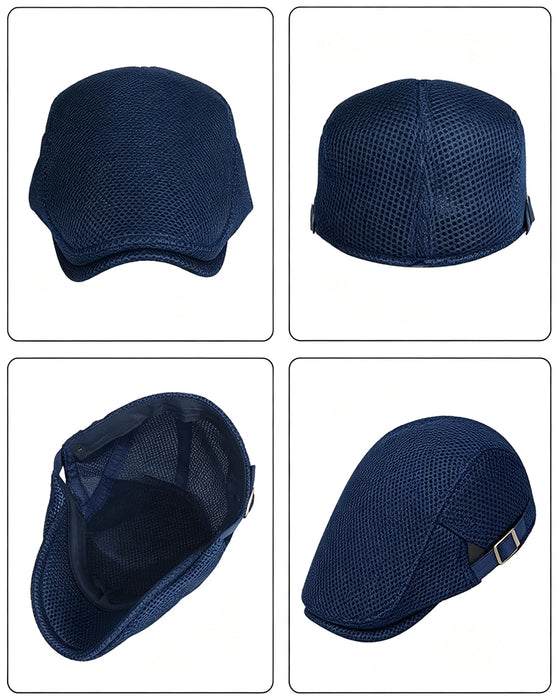 Herren Atmungsaktive Mesh Flache Mütze - Verstellbare Newsboy Ivy Baskenmütze Sommerhut