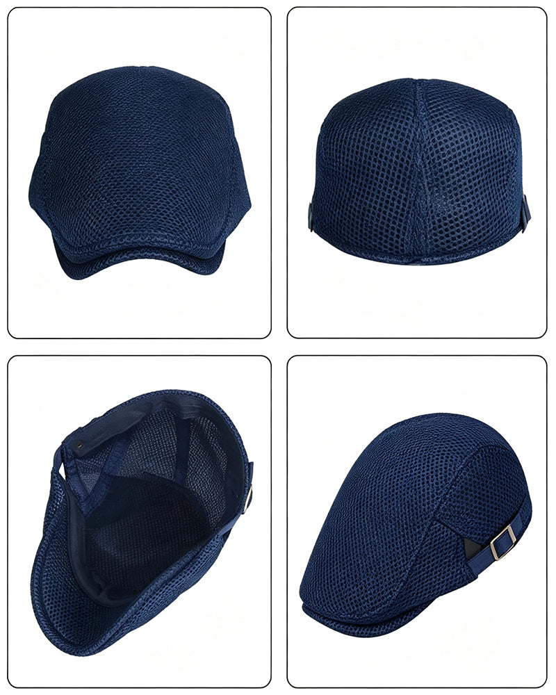 Herren Atmungsaktive Mesh Flache Mütze - Verstellbare Newsboy Ivy Baskenmütze Sommerhut