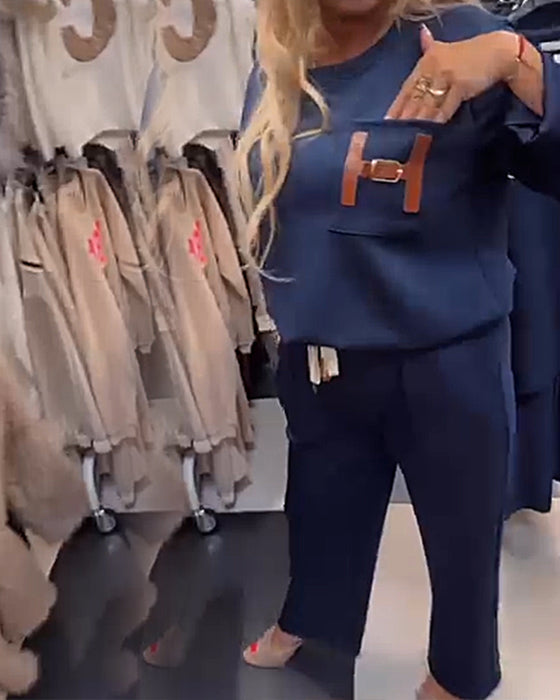 Set Casual-Sweatshirt mit Gerade-Bein-Hose