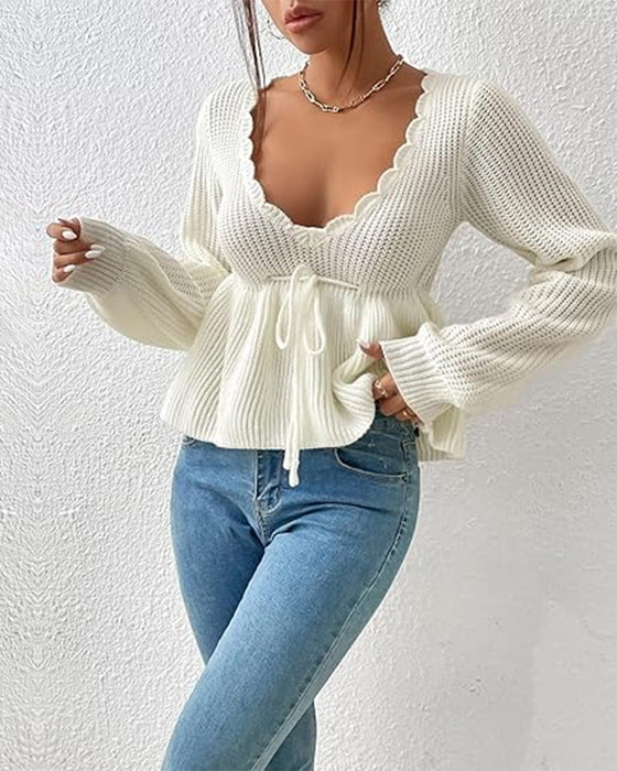 Pullover Mit Knoten-Taille, Zugband Und Elegant Merkmalen