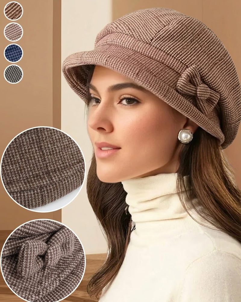 Damen Elegante Karomuster Schleife Dekor Baskenmütze