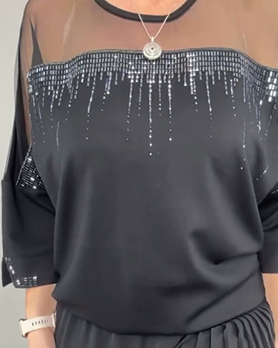 Bluse Netz Zusammengefügt Locker